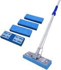 HOMEMAID® Cellulose Butterfly Sponge Mop Handle with 4 Sponge Heads (Made in USA) – Self-Wringing Absorbent Cellulose Butterfly Sponge Mop for Hardwood, Tile & Kitchen Floor Cleaning