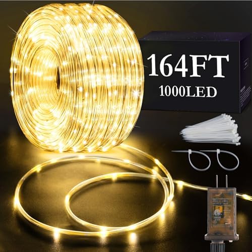 KNONEW 1000 LED Rope Lights Outdoor 164FT Rope Light for Outside Waterproof