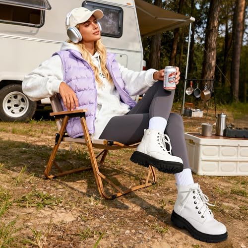 DREAM PAIRS Women's Combat Boots Lace-up Ankle Boots