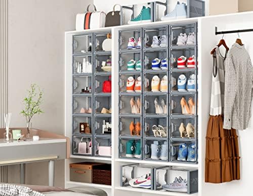 SIMPDIY XL Clear Shoe Storage Boxes, Stackable Shoe Organizer for Closet