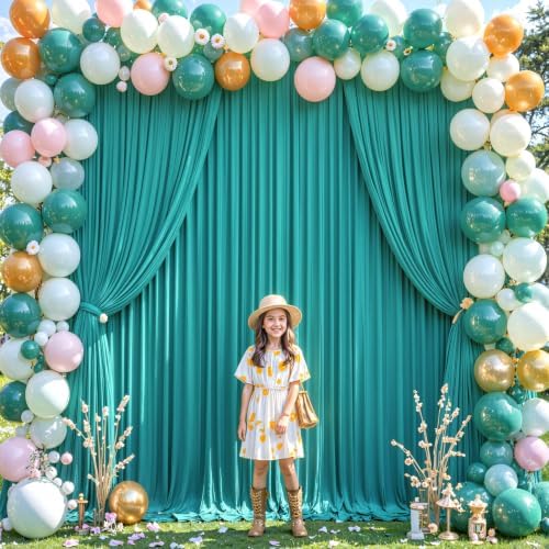4 Panels Turquoise Backdrop Curtain for Parties Wrinkle Free Photo Backdrops Drapes Background Fabric Decoration for Baby Shower Wedding Birthday Party 20ft(W) x 10ft(H)