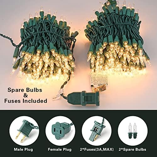 Brizled Incandescent Christmas Tree Lights, Clear White, 21 ft, 100 Count