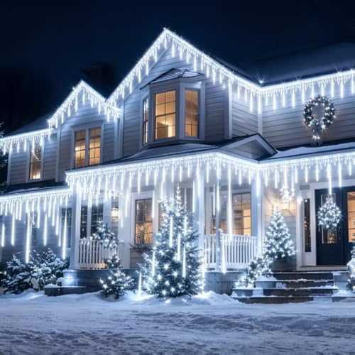 Aukora Christmas Lights Outdoor,UL Certified White Meteor Shower Lights