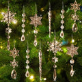 GuassLee 36pcs Crystal Christmas Tree Ornaments - Champagne Color Acrylic Snowflake Icicle Drop Crystal Hanging Ornaments for Christmas Tree Wonderland Frozen Themed Birthday Party Decor