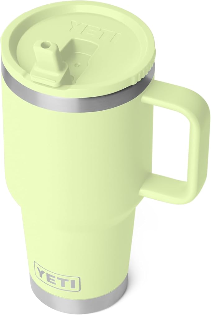 YETI Rambler 30 oz Travel Mug with Flip Straw Lid – Stainless Steel, Vacuum Insulated, Leakproof, Cup Holder Friendly, Grasshopper