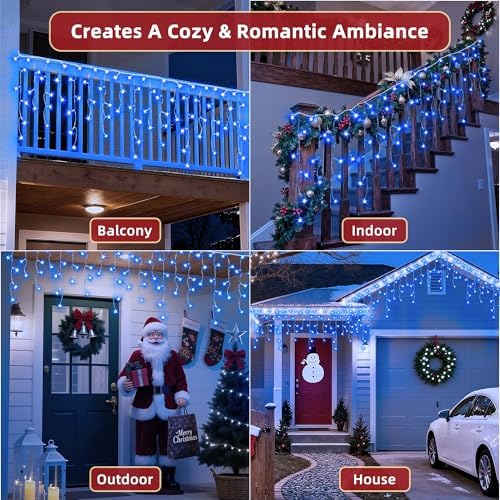 1620 LED Christmas Lights Outdoor 164 FT with 360Drops, Christmas Decorations Hanging Lights 12 Modes, Dimmable Outsite Fairy String Lights for Wedding Party Holiday Winter Wonderland Decor Blue