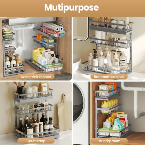 Under Sink Organizer for Kitchen and Bathroom Cabinet Pull Out storage