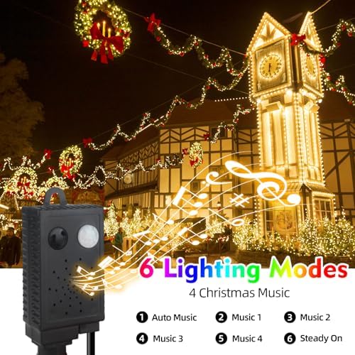 MZD8391 105FT 300LED Christmas Light, Christmas Tree Lights with Music