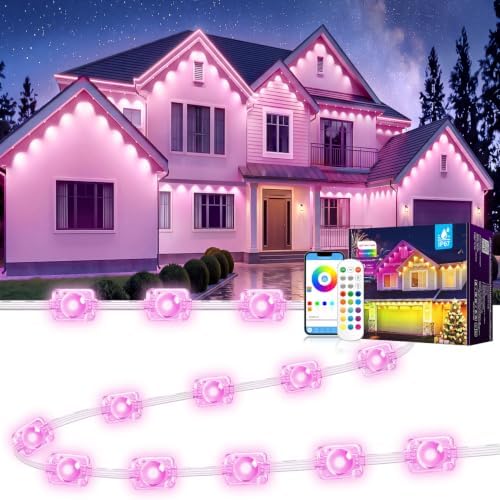 200FT RGB Permanent Outdoor Eaves Lights with App Remote, IP67 LED Bulbs