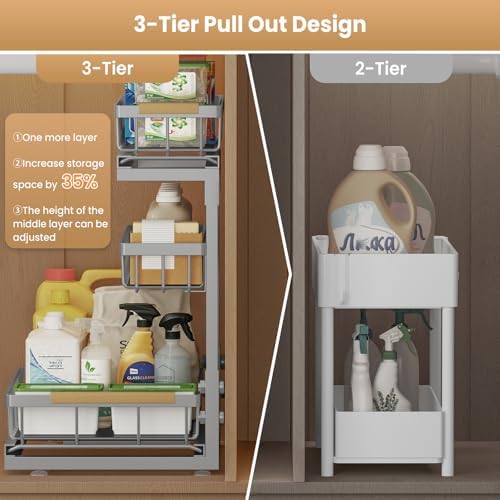Under Sink Organizer for Kitchen and Bathroom Cabinet Pull Out storage
