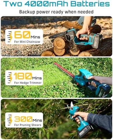 SEESII 8-in-1 Cordless Pole Chainsaw, Hedge Trimmer, Pruning Shears Combo