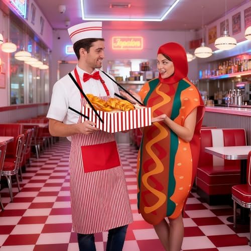SATINIOR 5 Pcs Halloween Hot Dog Costume Popcorn Waiter Outfit Hat