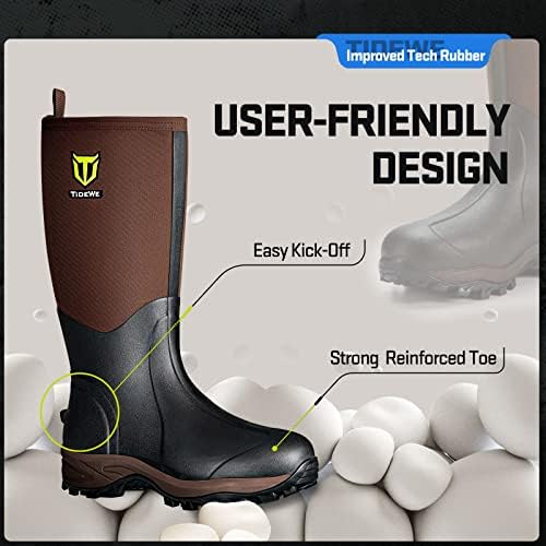 TIDEWE Rubber Neoprene Boots for Men and Women, Waterproof Rain Boot