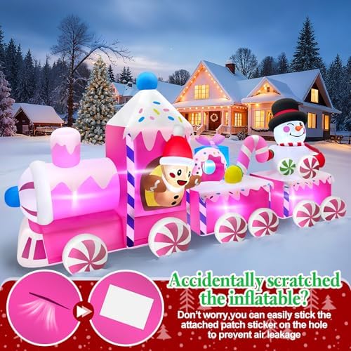 Kalolary 11FT Long Christmas Inflatable Train Outdoor Decoration