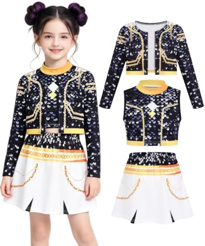 Pop Star Costume Kids Girls Golden Stage Outfit Halloween Costume Accessory