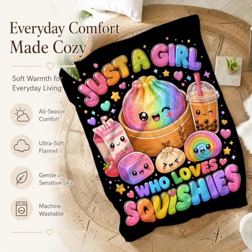 60" x 80" Kid Teen Blanket Gift for Girl, Dumpling Throw Blanket Bed Decor
