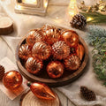 Syhood 18 Pcs Gold Copper Christmas Mercury Glass Balls Ornaments, 6 Styles