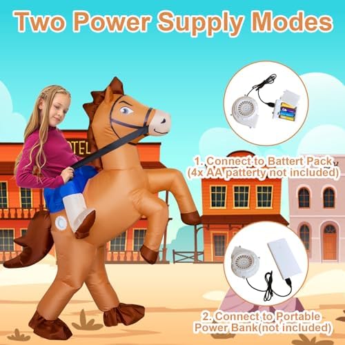 Stegosaurus Inflatable Horse Costume for Kids Halloween Riding a Horse Cowboy Costumes Funny Blow up Costumes for Boys Girls Cosplay Party