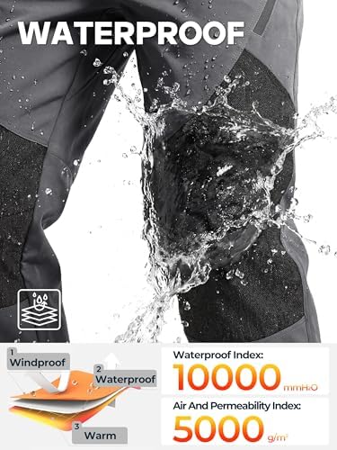 FREE SOLDIER Men's Waterproof Ski Pants Winter Thermal Pants