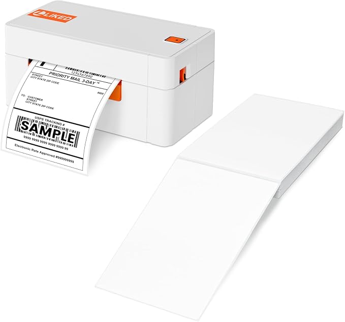 L LIKED 100 4x6 Thermal Labels Fanfold, Direct Thermal Shipping Labels - Perforated and Strong Adhesive