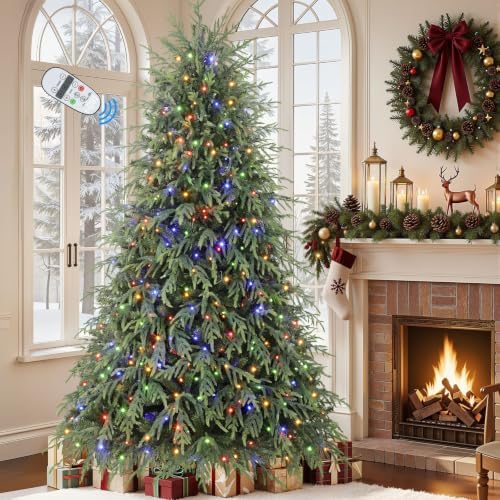 SHareconn 7.5ft Prelit Artificial Norfolk Pine Christmas Tree Color Lights