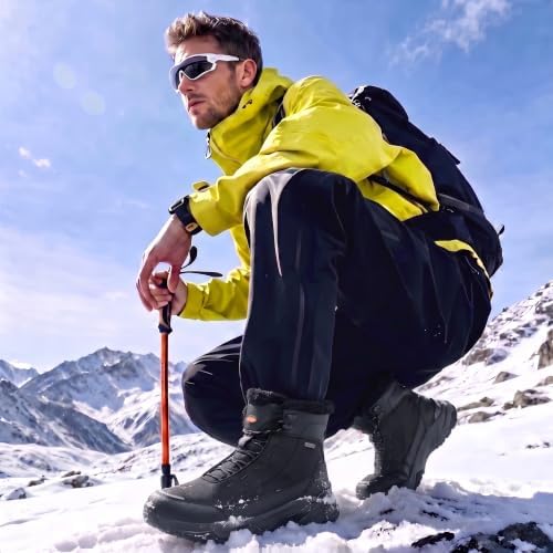EQW Men's Snow Boots Waterproof Insulated Non-Slip Lightweight