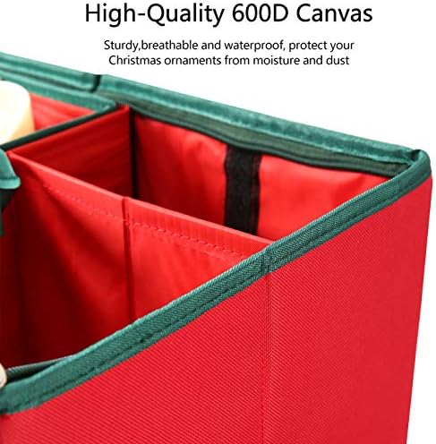 Sattiyrch Large 2-in-1 Christmas Ornament Storage Box & Xmas Figurine Container - Easy Access Removable Trays, Keeps 73 Holiday Ornaments - Adjustable Extent Area for Figurines and Pockets
