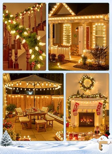C9 Christmas Lights Outdoor, 102FT 150 LED String Lights with Spring Clips