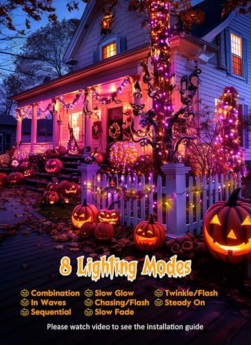 240 LED Solar Halloween Lights Outdoor Waterproof IP65, 20FT 8 Light Modes