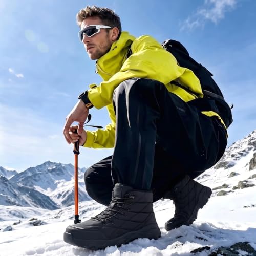 EQW Men's Waterproof Snow Boots Insulation Lightweight Non-Slip