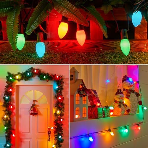 Minetom C9 Christmas Lights Outdoor Multicolor, 50FT 50 Bulbs String Lights