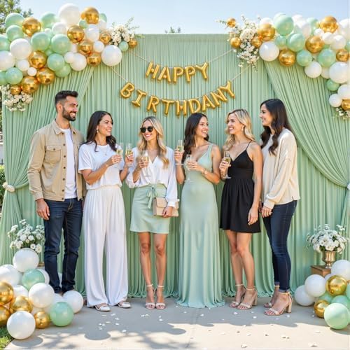 Sage Green Backdrop Curtain for Parties Wrinkle Free Dark Green Photo Curtains Backdrop Drapes Fabric Decoration for Baby Shower Birthday Party Photography 5ft x 8ft,2 Panels