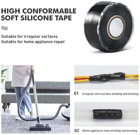 10 Roll 1 Inch X 10 FT Self-Fusing Silicone, Thickness 0.5mm Hose Repair Tape, Heavy Duty and Leak Proof Rubber Hose Tape, Pipe for Water(Blue)