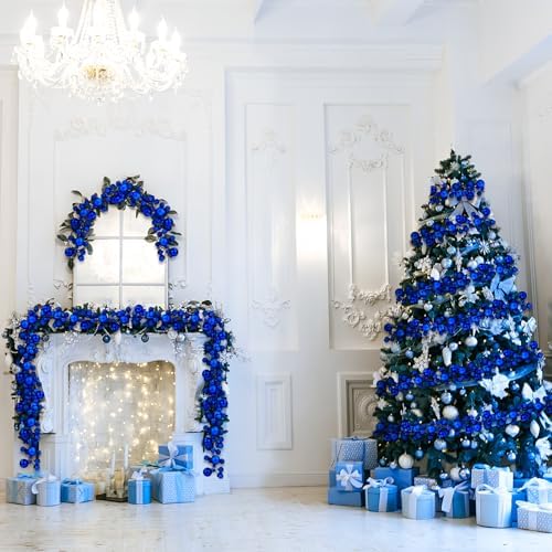 2 Pcs 6 ft Christmas Ball Ornament Garland, Navy Blue
