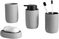 4pcs Modern Ceramic Bathroom Set Bath Lotion Bottle Press Hand Sanitizer Mouthwash Cup Toothbrush Holder Soap Dish(Gray)