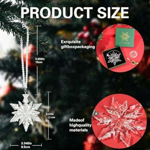 2026 Annual Christmas Ornaments Crystal Snowflake Star - Christmas Tree Ornaments Pendant Crystal Sun Catcher Home Hanging Decor (White 2026)