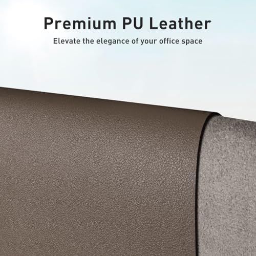 Aothia Faux Leather Desk Mat – Large Mouse Pad, Non-Slip PU Leather Blotter, Waterproof Writing Surface for Office and Home (Coffee, 47.2" x 23.6")