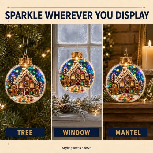 Lighted Gingerbread House Ornament with Prismatic Sparkle, 3.15 Inch