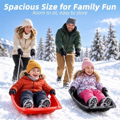 35in Snow Sled - PPB+TPE Toboggan with Rope & Handles