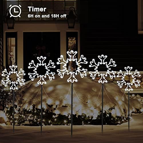 Brightown Snowflakes Christmas Pathway Lights Outdoor, 10 Large Snowflakes Christmas Decorations Outdoor Yard, Pathway Marker Stake Lights for Patio Ground Path Sidewalk Walkway Driveway