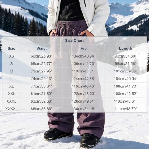 Xiaojmake Men's Baggy Snow Pants Zip Pocket Outdoor Winter Ski Trousers