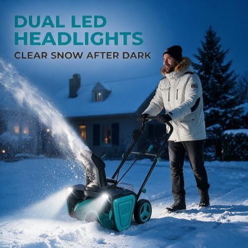 Garvee 20" Electric Snow Blower Cordless - Brushless Motor 23FT Throwing Distance, 180° Rotating Chute Walkways Driveways Snow Thrower Blaster Dual LED Lights(with 2 * 4.0Ah Batteries)