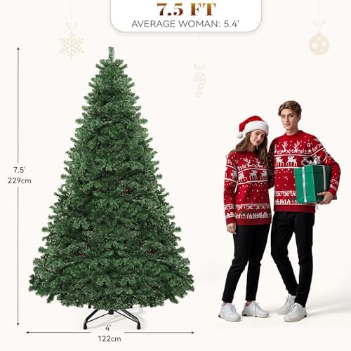 YITAHOME 7.5ft Green Spruce Artificial Christmas Tree with 1346 Branch Tips