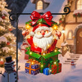 Lighted Christmas Santa Garden Flag Outdoor Decor, 12x18 Inch