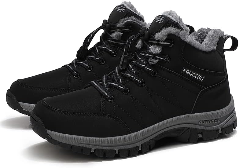 Winter Boots For Mens Snow Boots Anti-Slip Fur Lined Warm Ankle Boots Casual Lightweight Trekking Backpacking Hiking Boots