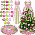 Gejoy 32 Pcs Pink and Lime Green Christmas Tree Decoration Set