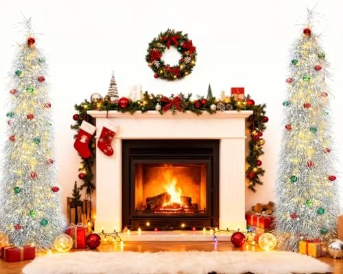 Christmas Tree 5FT Artificial Xmas Decor Pop Up with Decoration Silver