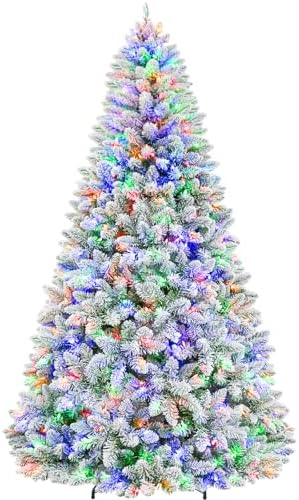 Hykolity 7.5 ft Prelit Christmas Tree with 1,446 Snow Flocked Branches