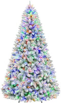 Hykolity 7.5 ft Prelit Christmas Tree with 1,446 Snow Flocked Branches