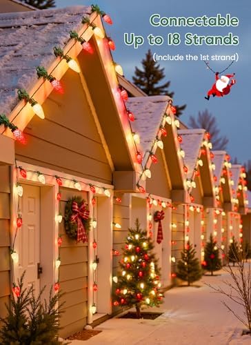 C9 Christmas Lights Outdoor, 102FT 150 LED String Lights with Spring Clips
